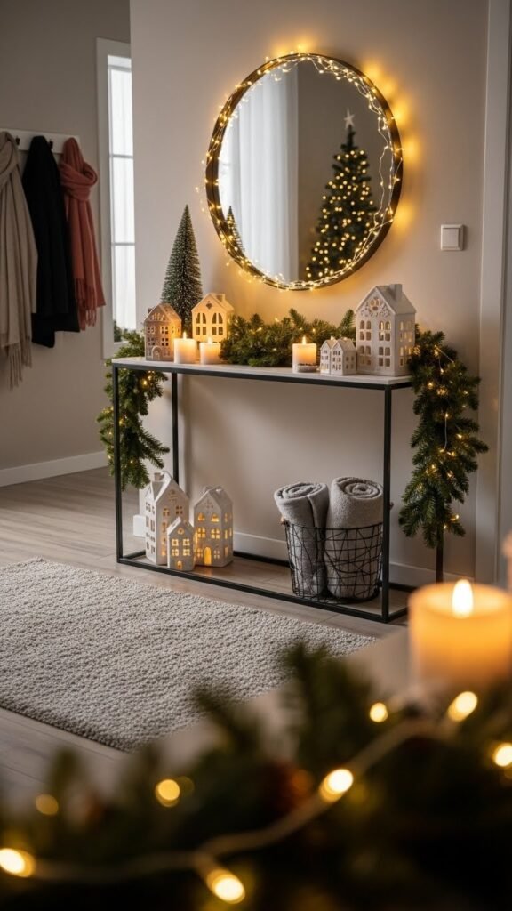 How to decorate a Christmas console table