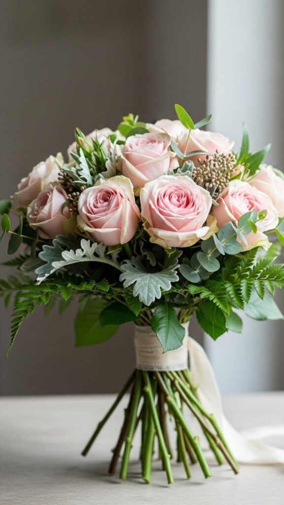 Soft Blush Rose Hand-Tied Bouquet