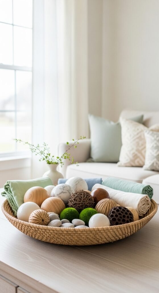 Coffee Table Basket With Natural Fillers