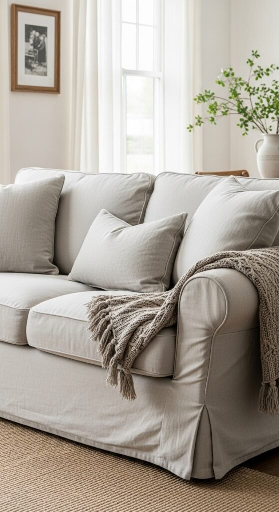 Linen Sofa Covers in Soft Neutrals