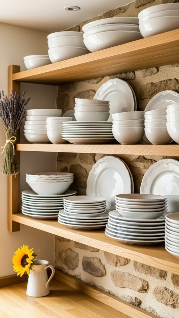 Open Shelving With Simple Dishware