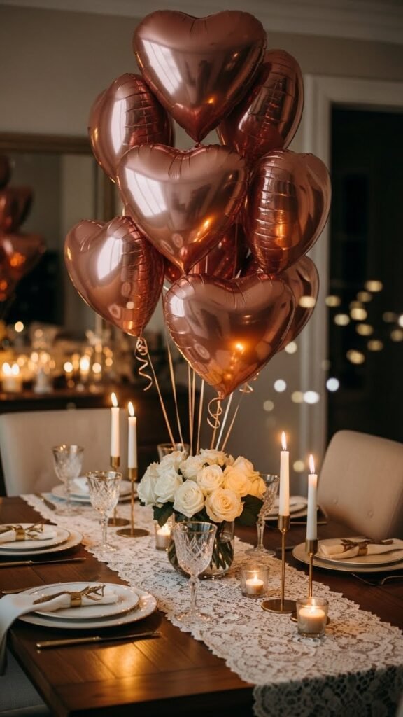 Rose Gold Metallic Heart Balloons