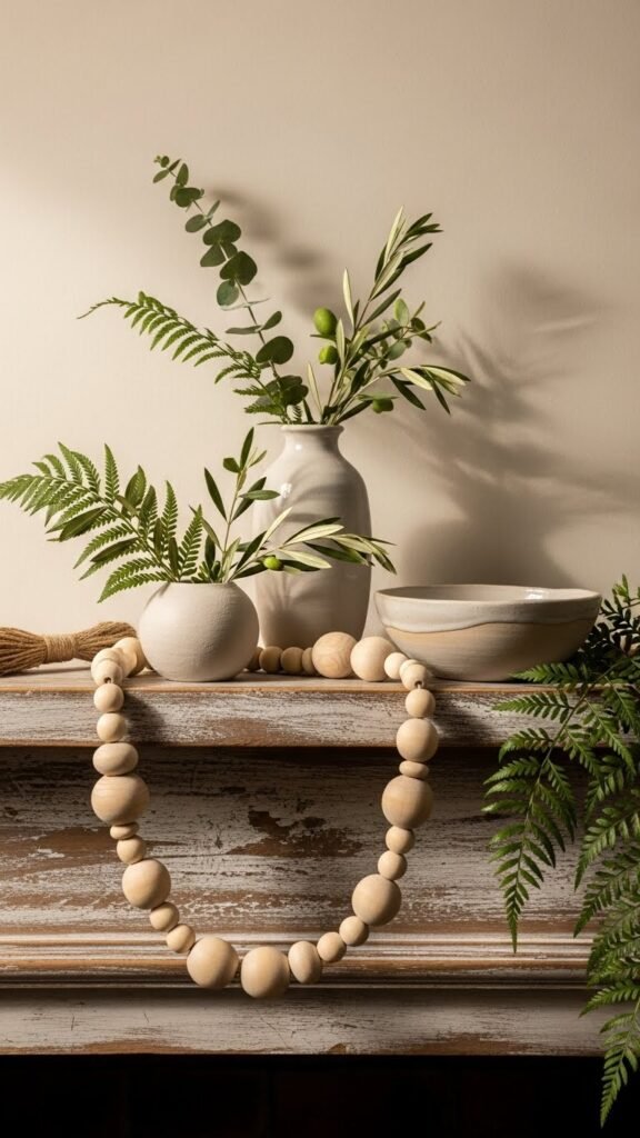 Wood Bead Garlands Draped Casually