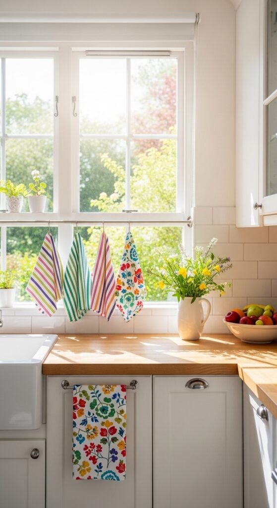 Colorful Kitchen Towels on Display